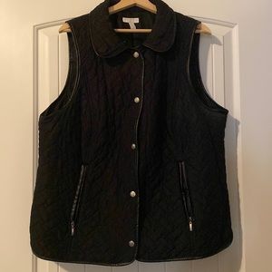 Charter Club quilted leather trim vest